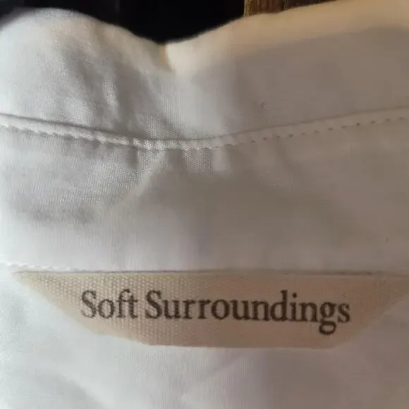 Soft Surroundings Shirt Womens 3X White Pearl Beaded Button Up Tunic Long Sleeve - Picture 5 of 11